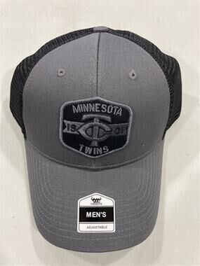 Minnesota Twins MLB Charcoal Mass  Adjustable MVP Mesh Snapback New